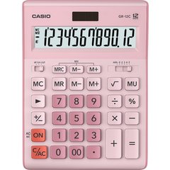 калькулятор настольный 12 разрядов большой CASIO GR-12C-PK.тип 888/178435 розовый