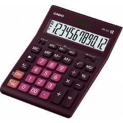 калькулятор настольный 12 разрядов большой CASIO GR-12C-WR.тип 888/178436 бордовый
