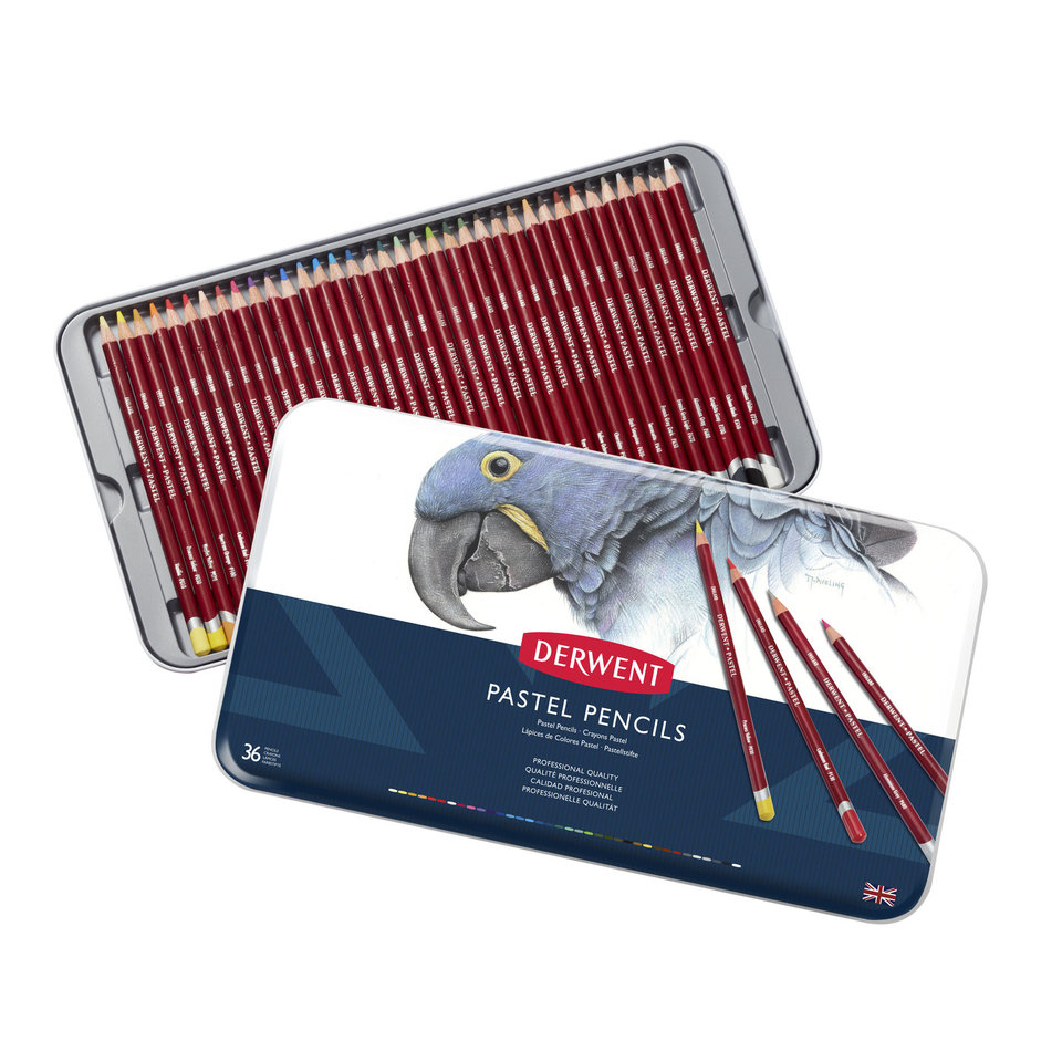 цветные карандаши 36 цветов DERWENT Pastel металлическая упаковка