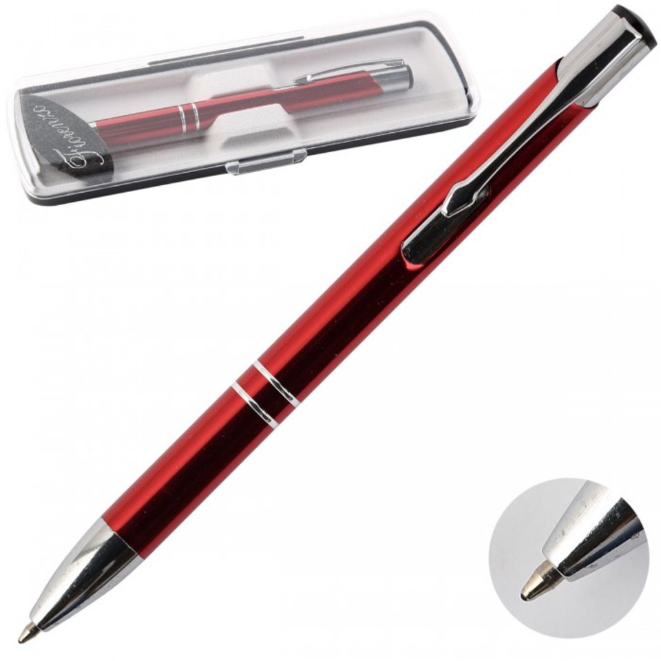ручка шариковая FIORENZO хромированные детали, цвет корпуса бордовый + футляр