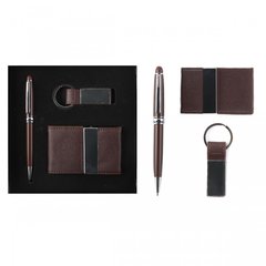 набор подарочный ручка+брелок+визитница цвет коричневый