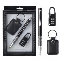 набор подарочный ручка+брелок+замок цвет черный