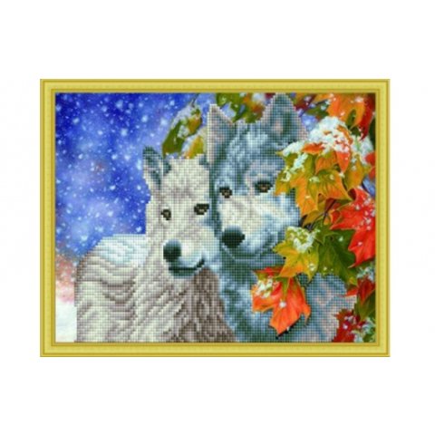 алмазная мозаика на подрамнике Зимние волки частичная ACH011