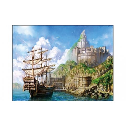 алмазная мозаика на подрамнике Корабль у берега 30х40см ST-388