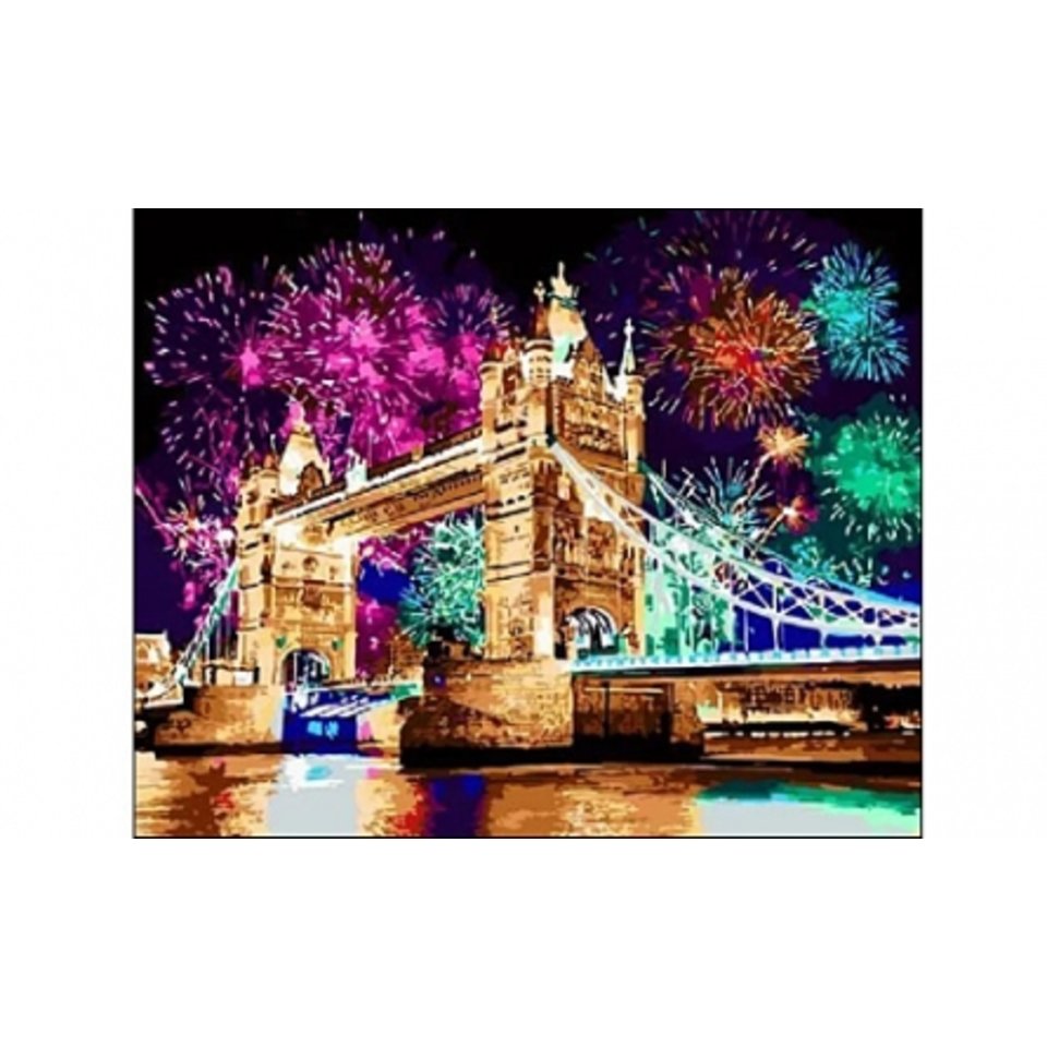 алмазная мозаика на подрамнике Салют над мостом 30х40см ST-411