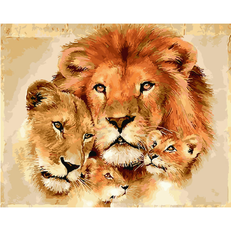 картина по номерам Львиная семья 40х50см GX28779