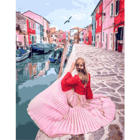 картина по номерам Венеция в розовых тонах 40х50см PK38021