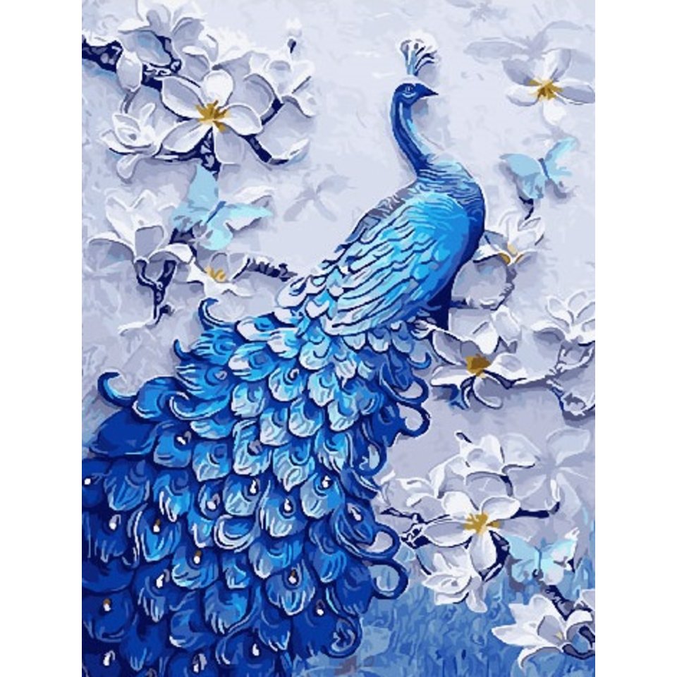 картина по номерам Синий павлин 40х50см GX28243