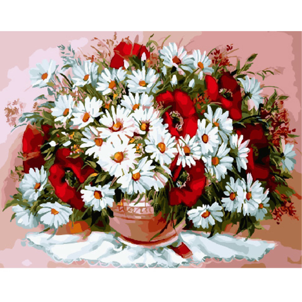 картина по номерам Маки и ромашки 40х50см GX29467