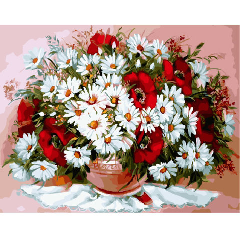 картина по номерам Маки и ромашки 40х50см GX29467