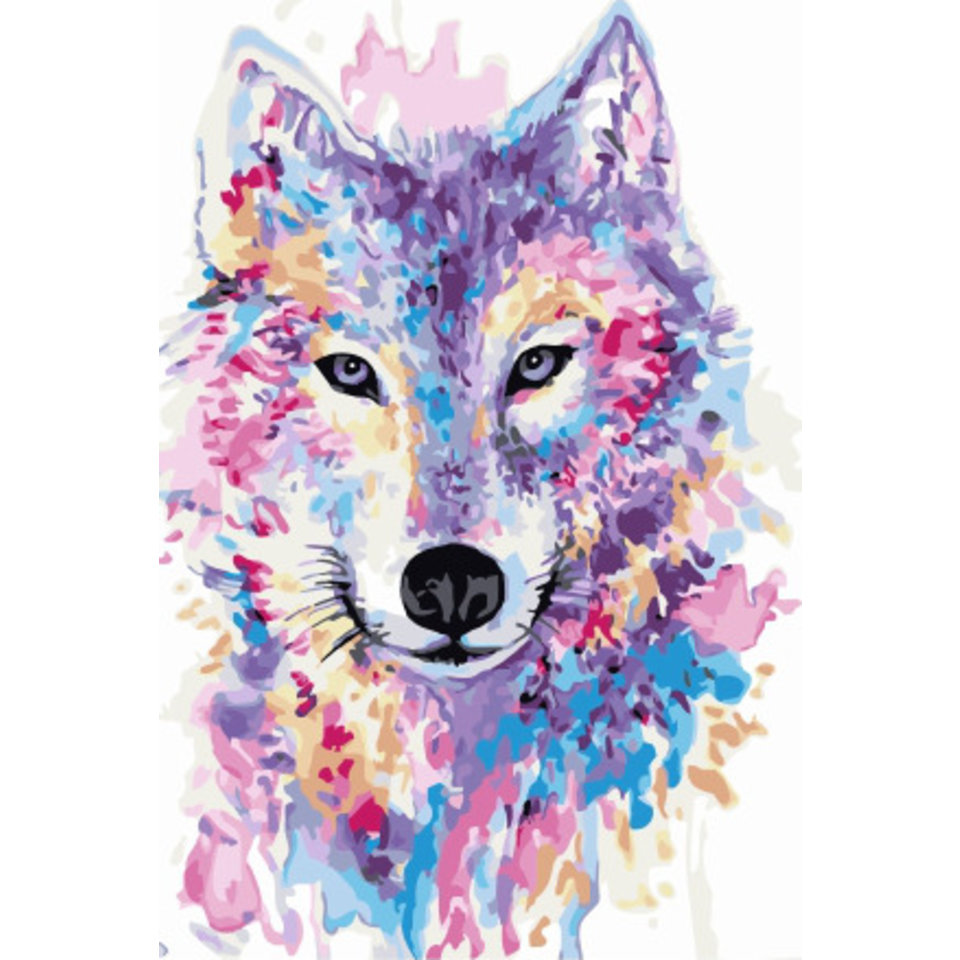 картина по номерам Портрет разноцветного волка 40х50см PK38048