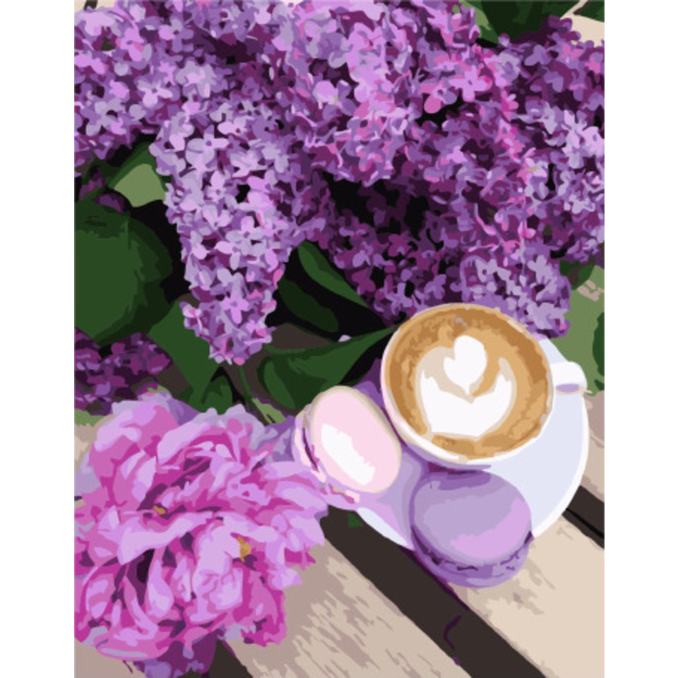 картина по номерам Чашечка кофе в саду 40х50см PK38051