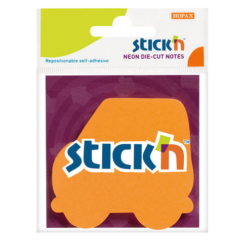 бумага с липким слоем 70х70мм 50л фигурный Машина неон оранжевый 21450/822739