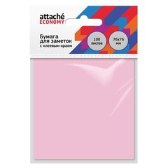 бумага с липким слоем 76х76мм 100л розовая Attache Economy Пастель 1407988