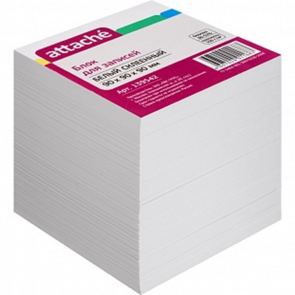 бумблок проклеенный белый 9х9х9 attache 139542/605140