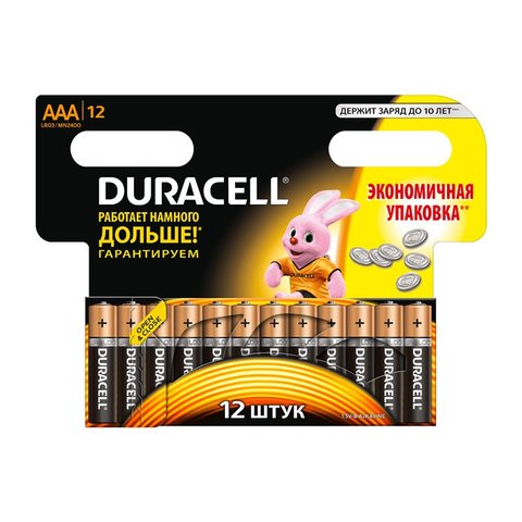 батарейка пальчиковая Duracell Basic 1.5v LR03-12BL AAA 12524/190287