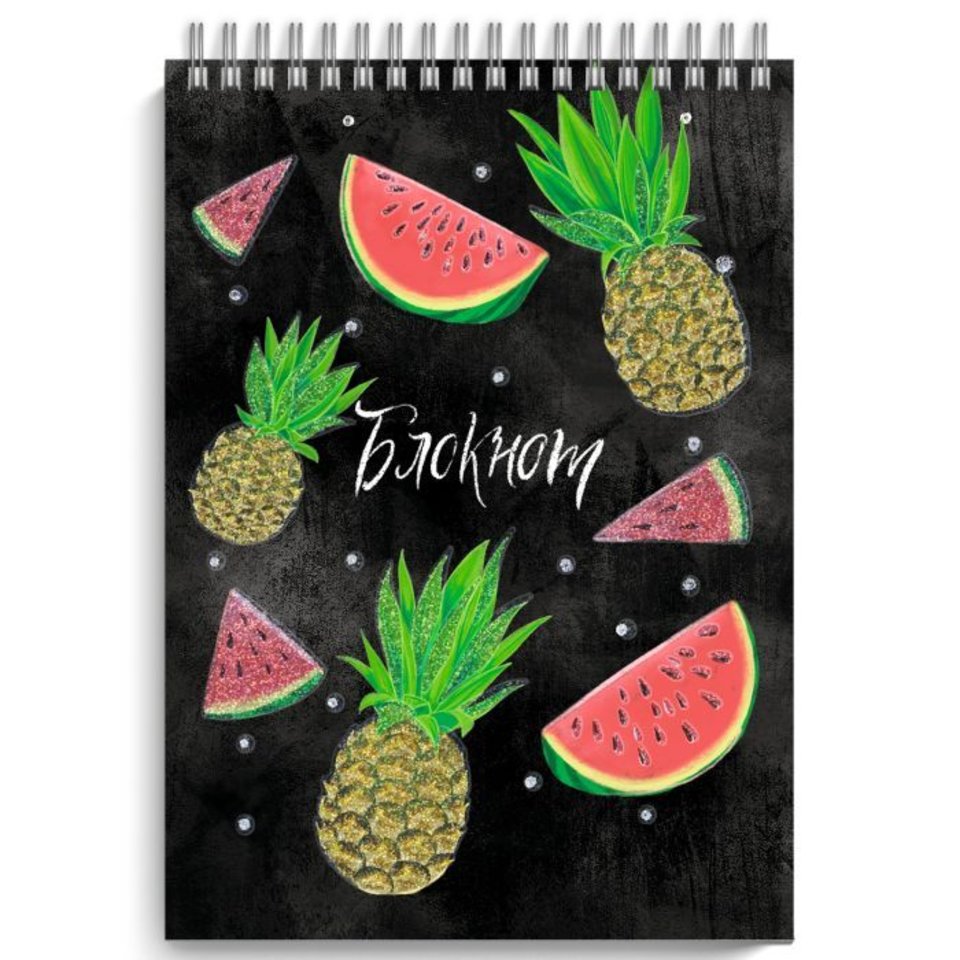 блокнот А6 80 листов АРБУЗЫ И АНАНАСЫ на гребне 50618