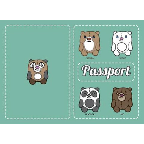 обложка для паспорта Разновидности Мимидведей ОП-5374