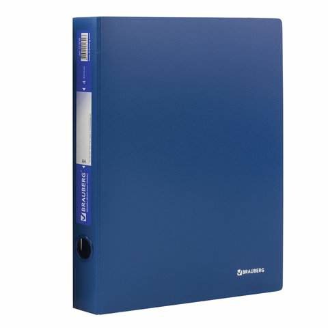 папка на кольцах А4 4 кольца 40мм синяя пластик 0.9мм корешок карман 221619