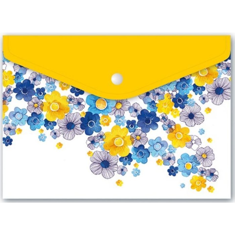 папка-конверт на кнопке А4 Яркие цветы 46617