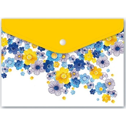 папка-конверт на кнопке А4 Яркие цветы 46617