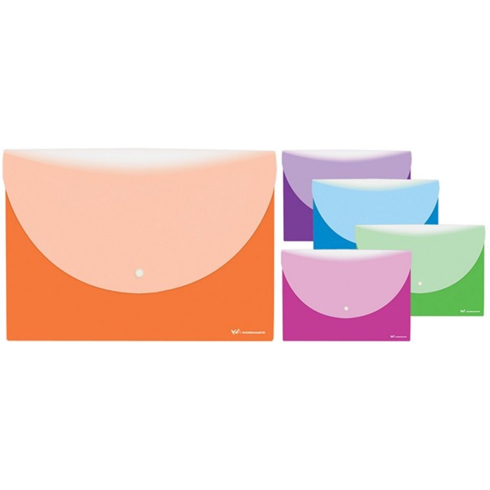 папка-конверт на кнопке DL(евро) с задним карманом ассорти 058000700