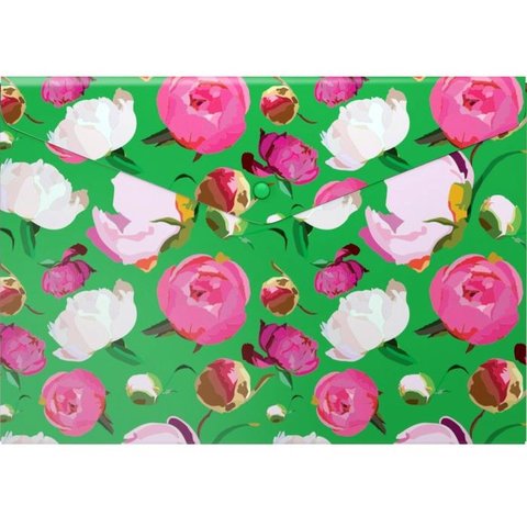 папка-конверт на кнопке А4 с рисунком Peonies 45334