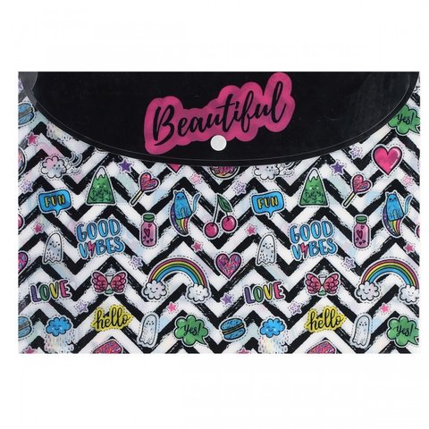 папка-конверт на кнопке А6 с рисунком Beautiful 183482/184179