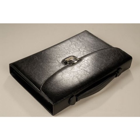 портфель деловой Меценат с ручкой на замке черный кожзам 388чер