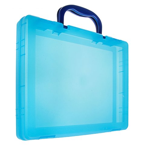 портфель кейс пластиковый голубой тонированный твёрдый КС17