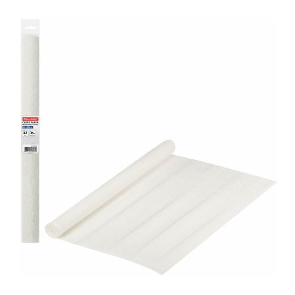 цветная бумага креповая 50х250см белый 2-058/01 126528/43943