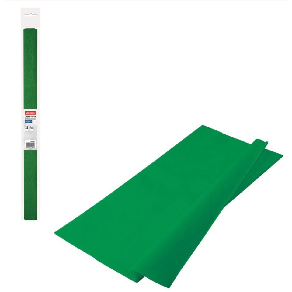 цветная бумага креповая 50х250см зеленый 126537/43985