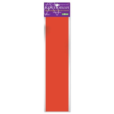 цветная бумага креповая 50х250см оранжевая флуоресцентная 17г/м 20% 2-059/05
