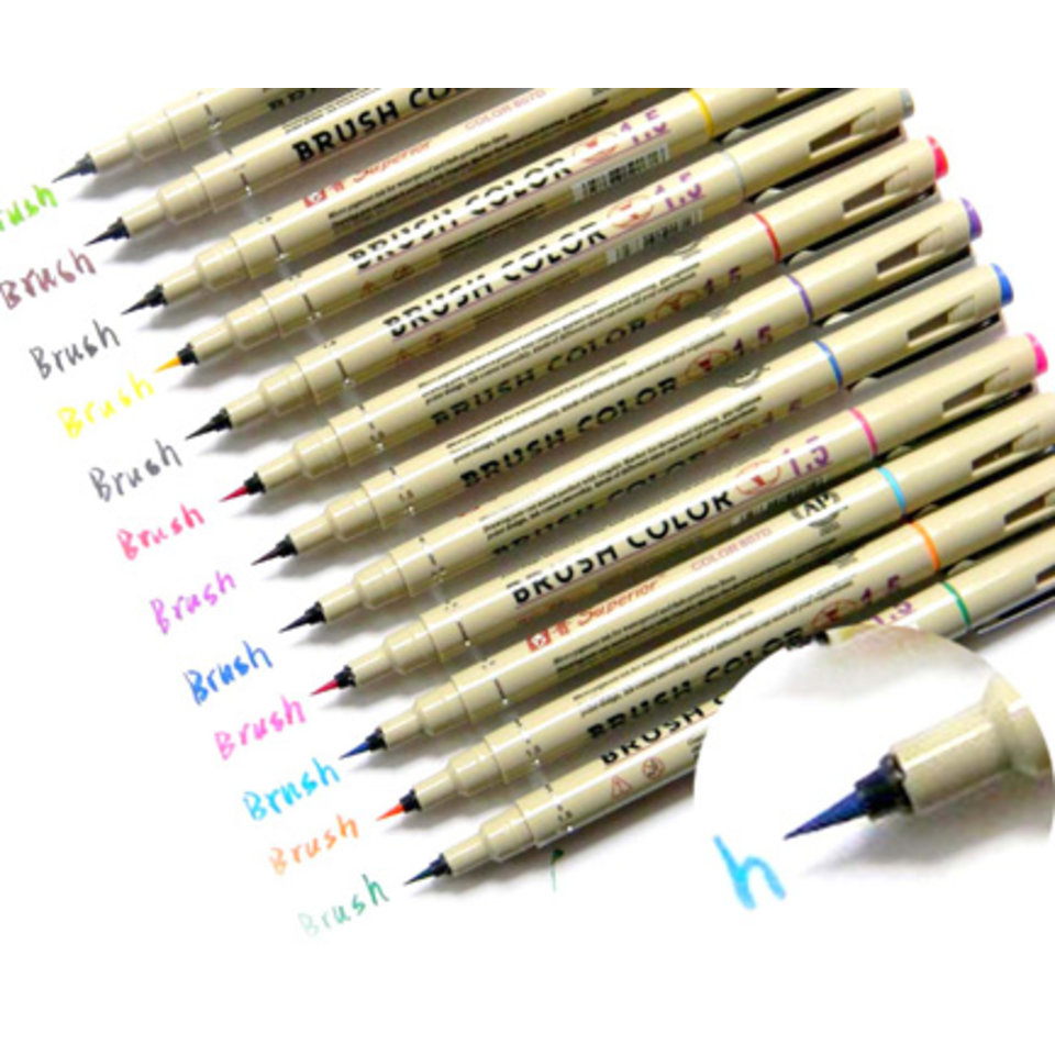 скетч-фломастеры набор 12 цветов, Акварель Кисть водная основа чернил BY-12 310538