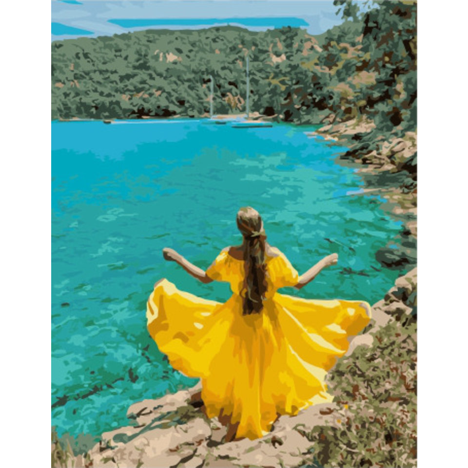 картина по номерам В желтом платье 40х50см PK38070