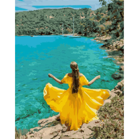 картина по номерам В желтом платье 40х50см PK38070