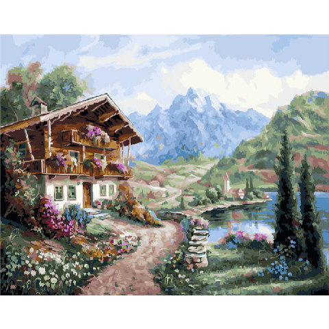 картина по номерам Домик у озера 40х50см PK35003