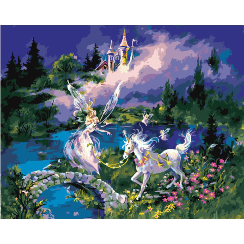 картина по номерам Фея и единорог 40х50см GX34862