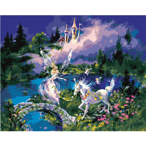 картина по номерам Фея и единорог 40х50см GX34862