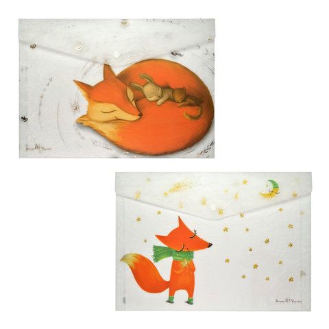 папка-конверт на кнопке А4 Волшебные лисы 2 вида в ассортименте 14-036/03