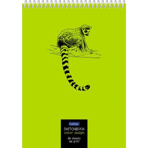 скетчбук А5 60 листов пластик Лемур на спирали 17226(049504) Хат