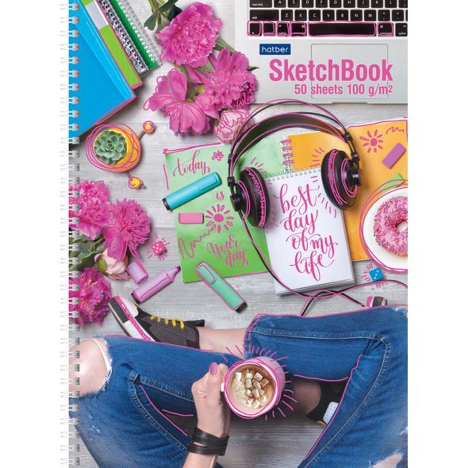 скетчбук А4 50 листов Best day на гребне 22273 (061139)