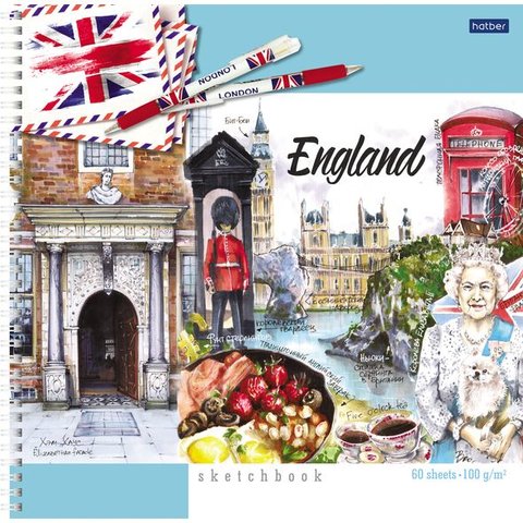 скетчбук А4 60 листов Англия 210х210 на гребне 22110 (061029)