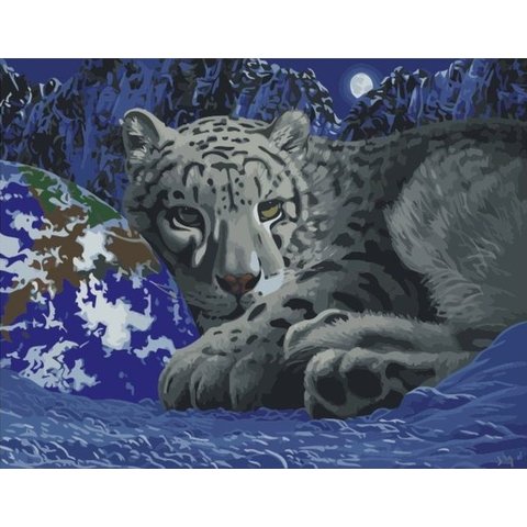 картина по номерам 40х50см VA-0070 “Белый леопард”