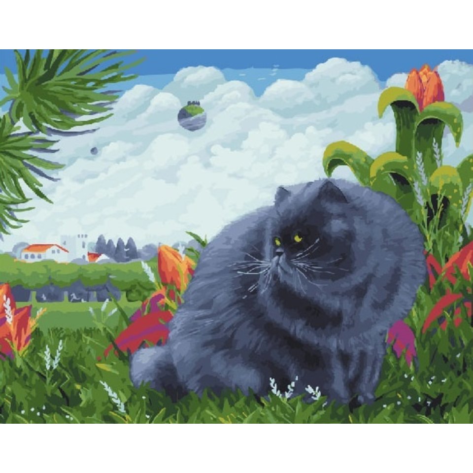 картина по номерам 40х50см RDG-2891 “Дымчатый кот”