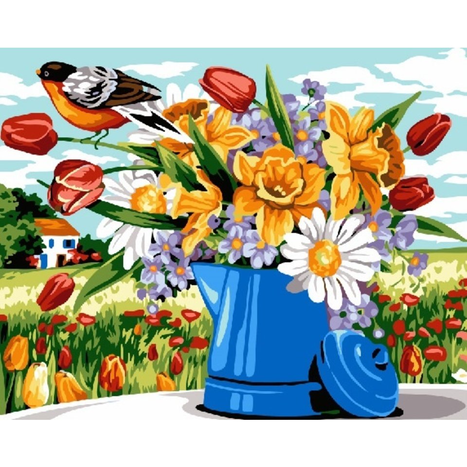 картина по номерам 40х50см GX24167 “Цветы в лейке”