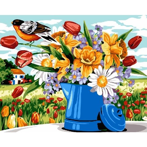 картина по номерам 40х50см GX24167 “Цветы в лейке”