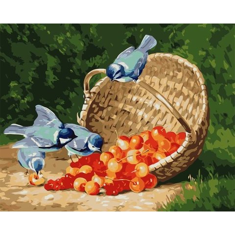 картина по номерам 40х50см VA-0495 “Птички и ягоды”