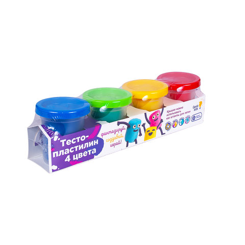 набор для творчества тесто-пластилин для лепки 4 цвета по 50 грамм