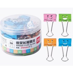 зажим для бумаг 25мм Smile цветной ассорти 8486/459162